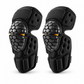 Black Motorcycle Riding Knee Guards Adjustable Straps