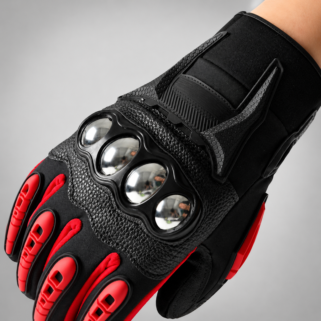Full Finger Motorcycle Gloves with Adjustable Wrist Strap