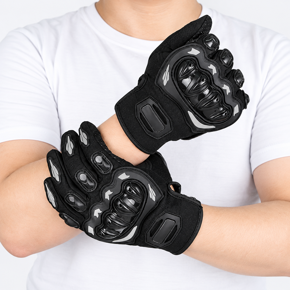 Black Full Finger Motorcycle Riding Gloves